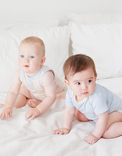 VAENAIT BABY 2-Pack Infant Toddler Boy Girl Short-Sleeve + Sleeveless Tanktop Bodysuits Set4