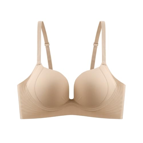 Akklian Push Up Lightly Padded Bra T Shirt Plunge Everyday Bras with Adjustable Straps Comfort Breathable Gathered Bralette