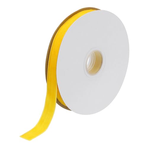 QUARKZMAN 1.5cm x 9m Cinta de Terciopelo, 5/8' x 10 Yardas Terciopelo Sedoso para Ramos Manualidades Regalos Envoltura Boda Fiestas Navidad DIY Amarillo