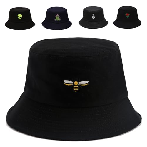Image of Cotton Bucket Hat for Women Men Summer Travel Sun Beach Bucket Cap, Unisex Outdoor Fisherman Hat