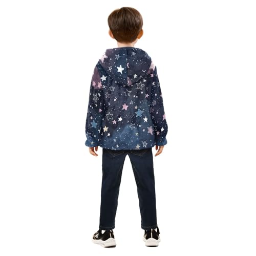 Starry Night Sky with Twinkles Toddler Fleece Jacket Girl Boys Hooded Fleece Jacket Coat Warm Outwear Zip-up 3-10T4