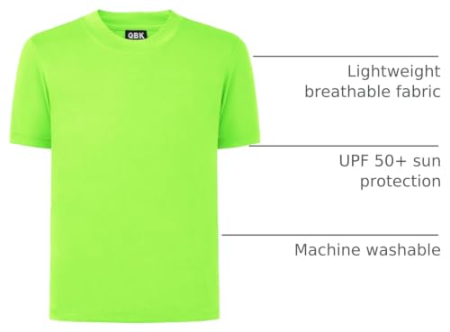 Image of QBK 2T to Youth Neon Shirt Kids UPF 50+ Dry Fit Athletic Short Sleeve Rash Guard T Shirts for Boys Girls Sports Undershirt