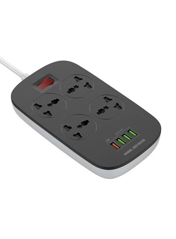 CARE CASE® Surge Protector 2500W Power Strip with QC3.0 Fasting Charger and 5V/3.1A/15.5W 4 USB Ports, 4 Way Outlet Universal Surge Protection Sockets and 2m Cable (Model No 3605)(K)-image-48