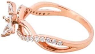 Jewels by Parijaat 0.50 CTTW Marquise Cut Created White Diamond Floral Prong Set Wedding Engagement Ring In 14K Rose Gold Plated 925 Sterling Silver