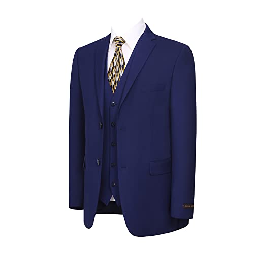 Mens Suits Slim Fit 3 Piece Two Button Solid Business Wedding Jacket Blazer Vest & Pants Set Black #TOP4