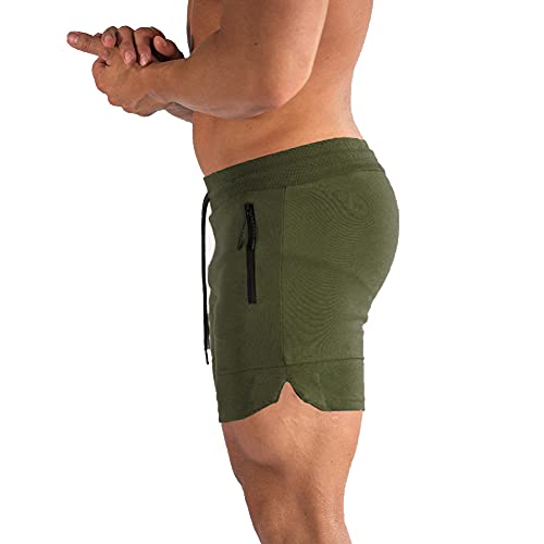 Image of PIDOGYM Men's 5 inch Gym Workout Shorts,Fitted Jogging Short Pants for Bodybuilding Running Training with Zipper Pockets