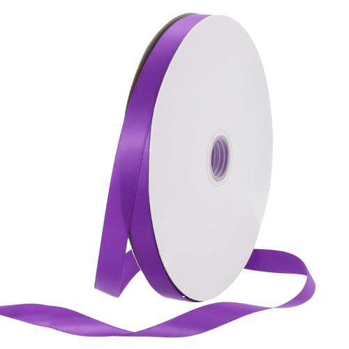 Rebower 100 Yard Satin Ribbon Thick Double Face Grosgrain Silk Ribbon, [for Gift Wrapping, Hair Bows, Wedding, Cake, Flower] - 0.6"(15mm)/Dark Purple