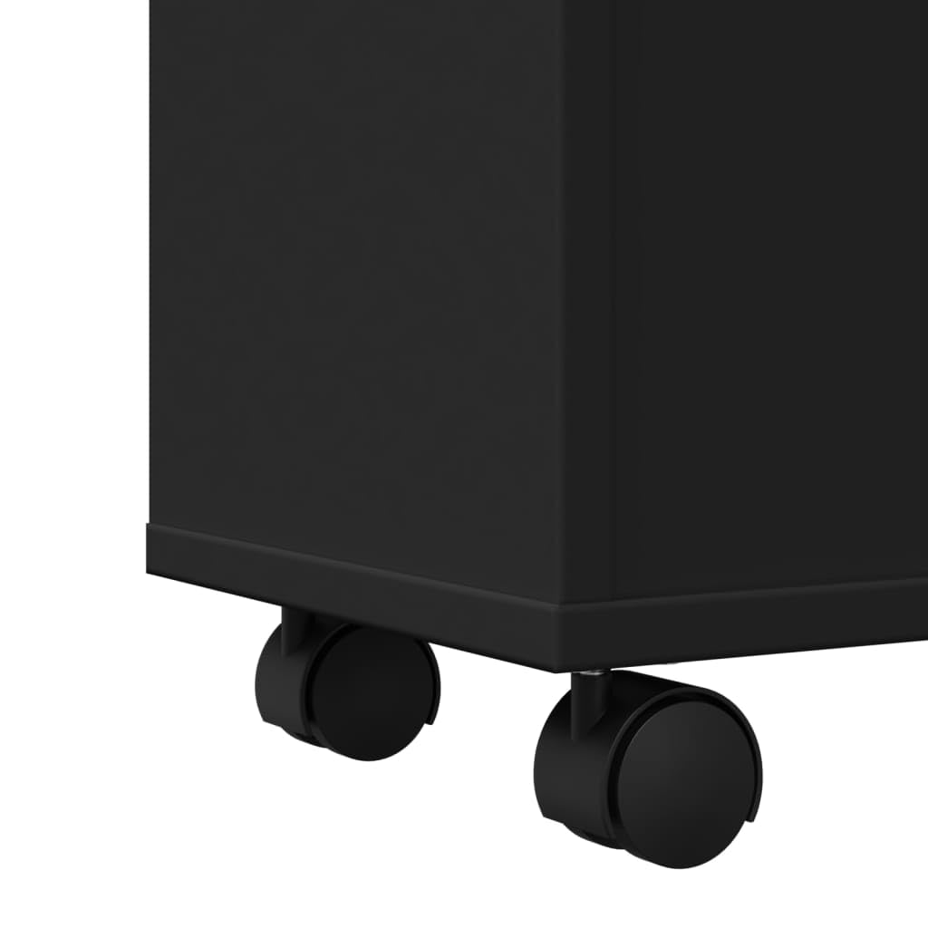 Mobile Bagno Stretto con Ruote Nero in Truciolato 2 Cassetti