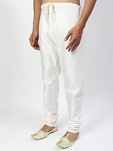 Image of Uri and MacKenzie Men's Silk Blend Regular Kurta Churidar Pyjama with Bundi Nehru Jacket /Waistcoat