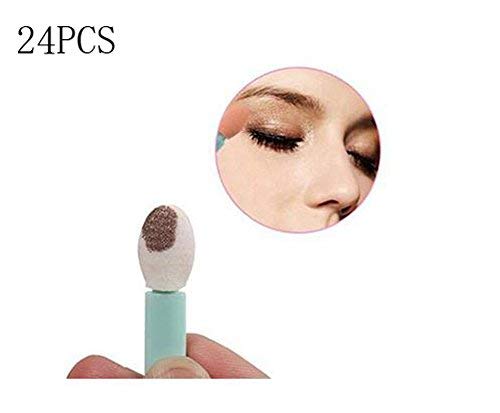 1Box(24PCS) Disposable Eyeshadow Brush Sponge Makeup Tool Single Sides Eyeshadow Brush Comestic Applicator for Girls Lady Women Daily Beauty Color Random