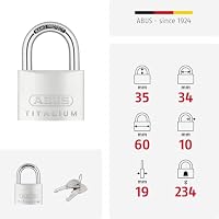 ABUS Vorhängeschloss Titalium 64TI/60 - Kellerschloss mit Schlosskörper aus Spezial-Aluminium - gehärteter Stahlbügel - ABUS-Sicherheitslevel 6 – Ansicht 4