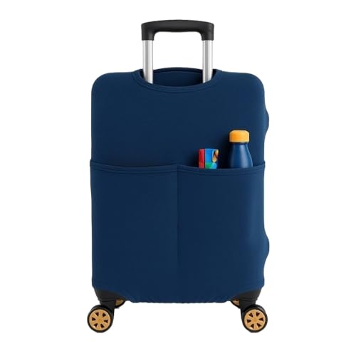 Capa Para Mala Viagem com Bolso Canguru Protetor de Bagagem Bordo Segurança Aeroporto Internacional(Marinho,G -16 até 23kg)
