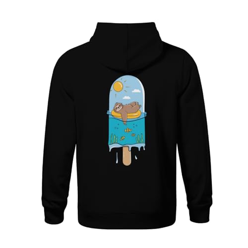 Kids Cute Funny Sloth In Melting Popsicle Beach Vacation Boys Girls Lightweight Kangaroo Pocket Fleece Hoodies3