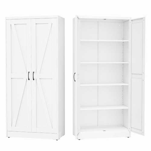 Image of GAIOUS 71 inch Tall Kitchen Pantry Cabinet,White Cupboard,Metal Storage Cabinet