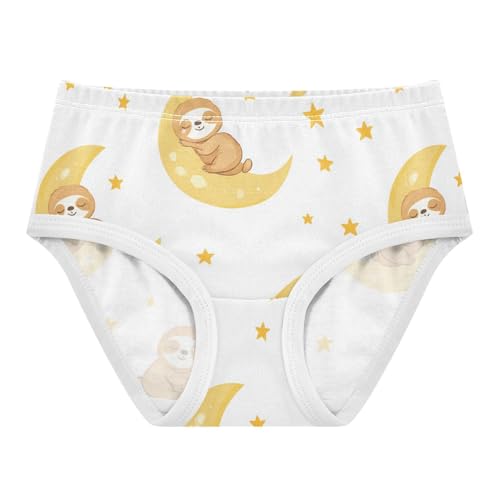 Wusikd Cute Sloths Girls' Underwear Cotton Sleeping Moon Yellow Girls Briefs Soft Toddler Underwear 2T