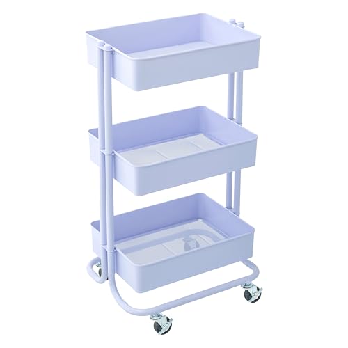 Condition photo showing New/Like New for simply tidy lexington 3-tier rolling cart - mobile metal storage utility cart organizer with locking wheels for craft, office & home, 1 pack