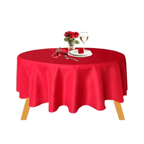 Nappe ronde polyester rouge pour sublimer vos tables d'invités - 2