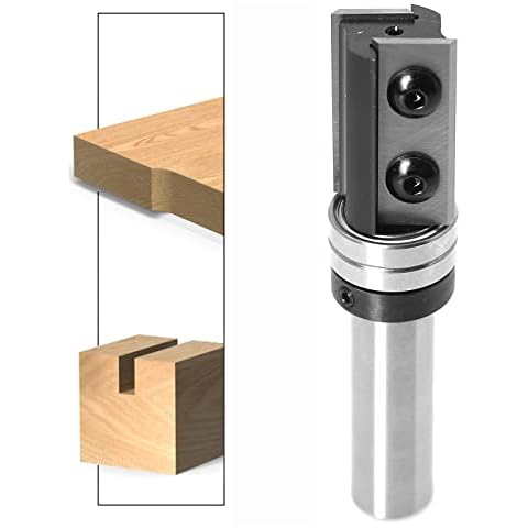 Sinoprotools Reversible Flush Trim Router Bits 1/2" Shank,Insert Solid Carbide Flush Trim Bit with Replaceable Knives,Shank Bearing Template Flush Trim Router Bit for Wood Trim(1/2”x3/4"x50mmx4-1/4") Cover