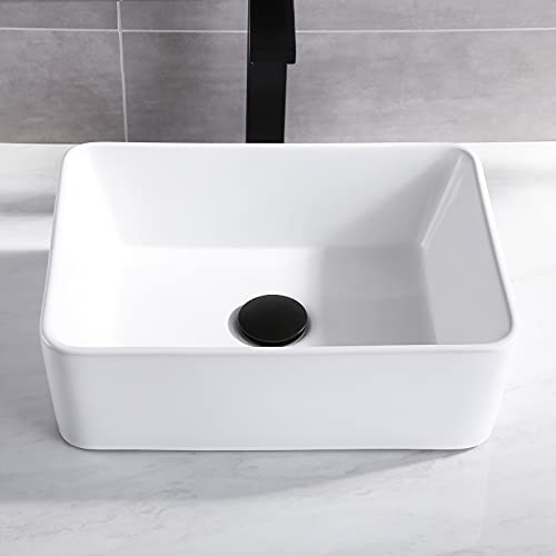 Kes Rectangle Vessel Sink 16"X12" White Bathroom Sink Above Counter Porcelain Ceramic Small Sink Bowl, Bvs110S40 #TOP5