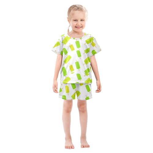Ice Cream Lime Pajama Set Short Sleeve Summer Pajamas Sleepwear Nightwear Set Cotton 5Y3