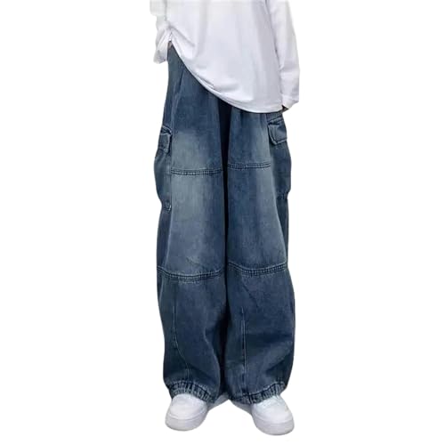 Jeans homme vintage baggy cargo large et droit à taille haute