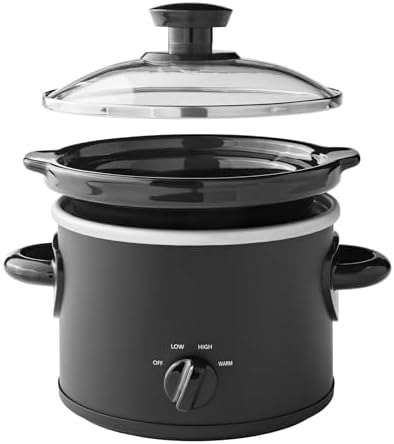 2 Quart Round Slow Cooker with Glass Lid, Matte Black Finish — view 3