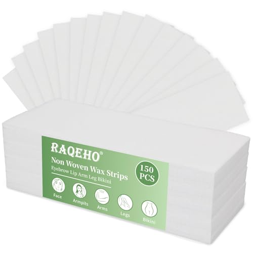 RAQEHO 150 Non Woven Wax Strips - 2.7x7.8 Large Wax Paper Sheets For Waxing Sugar Soft Hard Beads Hair Removal Bikini Eyebrow Lip Armpit Leg Face Body Women Men Home Esthetician Essentials Supplies