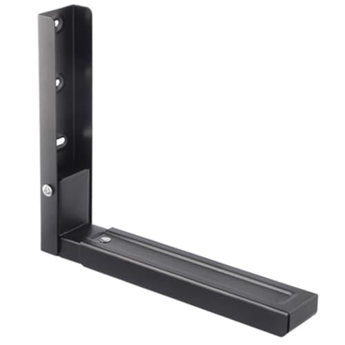 Support Micro-Ondes Pliable Noir Étagère Murale Cuisine Compacte