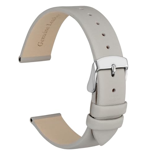 WOCCI 16mm Elegantes Uhrenarmband für Damen mit Silberner Schnalle (Grau)