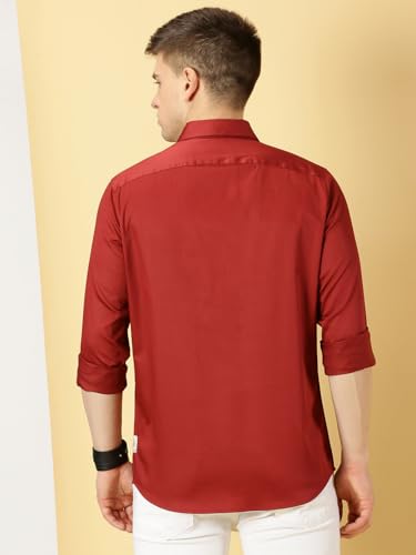 Image of Thomas Scott Men's | Solid | Full Sleeve | Slim Fit | Cotton Blend | Spread Collar | Casual Shirt