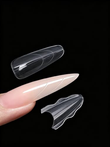 Klimonla Sandwich Dual Nail forms Professional Sandwich Dual Forms-180Pcs Long Stiletto Nail Mold for Fast Extension 15 Sizes Reusable Salon Manicure Tools (180pcs F50s)