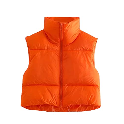 Colete feminino cropped acolchoado, sem manga de inverno, colete acolchoado curto e acolchoado, jaqu