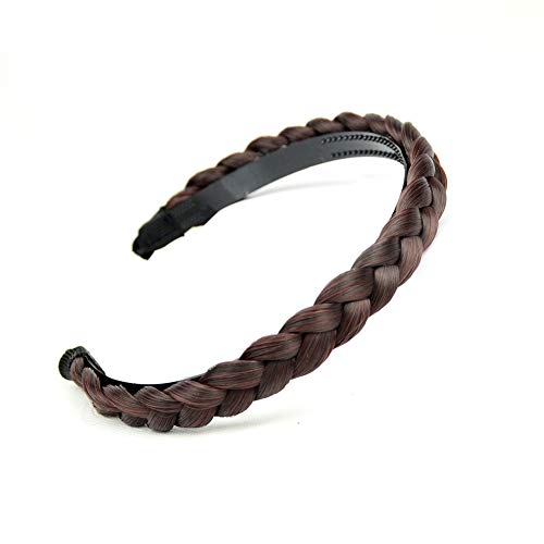 BOBIYA Plait Headband Synthetic Hair Plaited Headbands Braid Braided With Teeth for Women Girl (Chestnut Brown) - Image 2