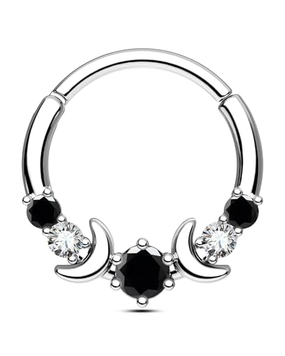 CM Crareesi Mania �Z�v�^�������O 316L �X�e�����X�X�`�[�� �Z�v�^���W���G���[ 10mm ���[���t�F�C�Y �Z�v�^�� �s�A�X �W���G���[ ���f�B�[�X AB CZ �_�C�X �C�������O, 16G, 8mm/10mm, ����, �L���[�r�b�N�W
