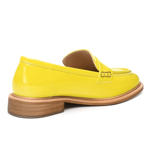 Image of JUSTDANNI Loafers for Women Slip On Shoes with Round Toe 1.2-Inch Low Chunky Block Heel Patent Comfortable Casual Dress Pump Shoes for Wedding Party Work Shopping Dating