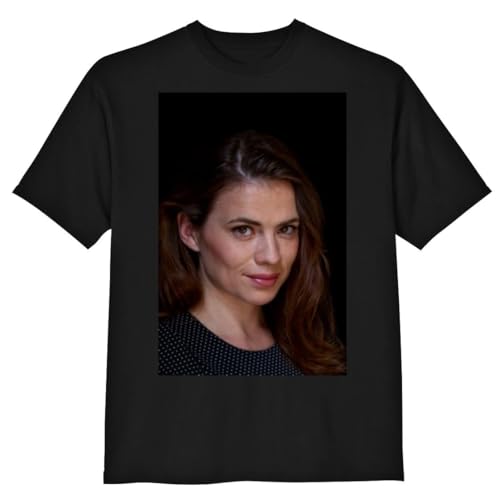 Hayley Atwell - Men's Premium Crewneck T-Shirt – Lightweight, Soft Cotton, Perfect Everyday Fit PIAP PDI711532, Black, Large