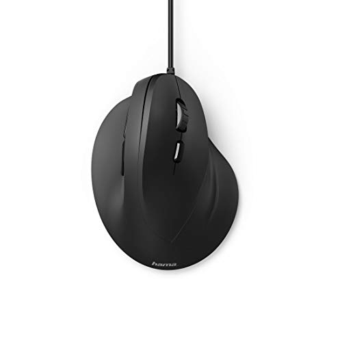 Listado de ratones ergonomicos mas vendidos 5 Hama | Ratón ergonómico con Cable (ratón Vertical para diestros, 3 Niveles de Velocidad hasta 1800 dpi, ratón con Cable contra el Codo de...