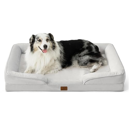 Image of Bedsure XL Orthopedic Dog Bed for Extra Large Dogs - Washable XLarge Dog Cat Bed Waterproof, Comfort Dogs Couch Sofa with Washable Removable Cover, Pet Bed with Nonskid Bottom, Light Grey, 42 inch