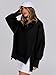 ANRABESS Women's Sweatshirts Oversized Casual Loose Button Up Henley Pullover Top High Low Split 2025 Fall Fashion Outfits Black Small
