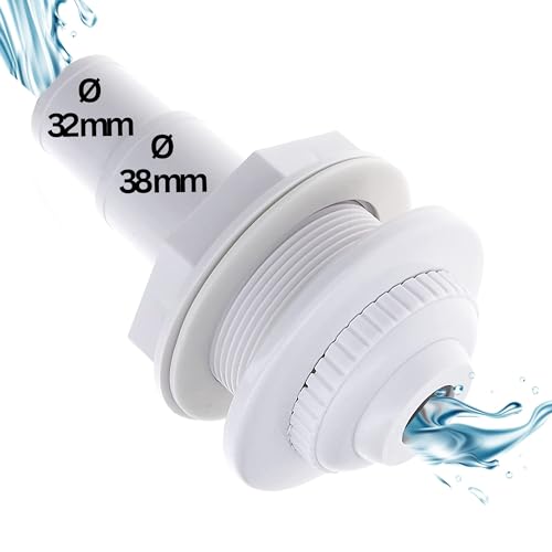 Amapool Buse d'écoulement 14 cm - Buse d'entrée pour Piscine avec Embout de Tuyau 38/32 mm - Buse...