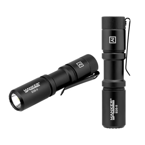 Image of Manker E05 II High Output EDC Flashlight Eeay to Carry, for Camping, Hiking (Black, 1300 Lumens 6500K Cool White)