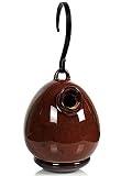 BYER OF MAINE Alcyon Egg/Bottle Bird Home, Porcelain, Glaze Finish, Oxide Red, 7”x7”x9”