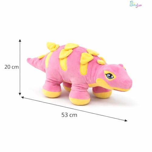 Image of Dinosaur Soft Toy (53CM) Cartoon Pink Plush Stuffed Animal| Baby Plush Toy Stuff Toy | Cute Cuddly Dino Teddy for Kids and Babies | Huggable Soft Toy Birthday Gift for Boys and Girls Kids