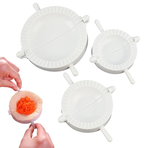 3 PCS Moules pour Raviolis Dumpling,Moules À Raviolis En PP Alimentaire,Moule à Boulettes,Dough Impression Press Pâtisserie Outils Mold Outil de Cuisine, Appareil de fabrication de boulettes,Blanc.