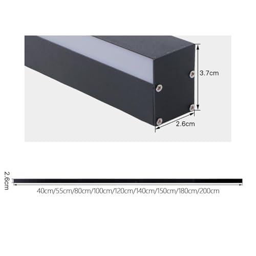 Lámpara de pared moderna con interruptor y enchufe aplique LED interior rectangular negro 100cm 6
