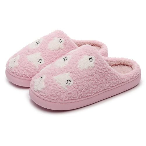 Afellicy Halloween Christmas Slippers Checkered Scuff for Women and Men Holiday Indoor Bedroom Fluffy Warm Fleece Slippers Winter Soft Cozy Home Non-Slip Soft Plush Slip-on Wool Lined House Shoes - Main Image