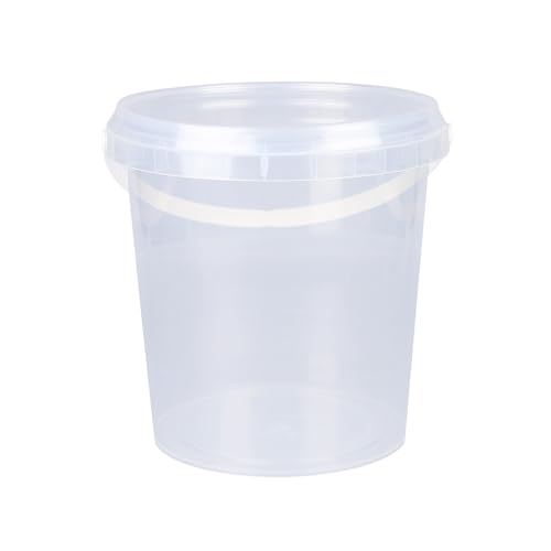 10 Eimer mit Deckel 1l Transparent rund | Kunststoff Eimer | Lebensmittelecht | luftdicht und stabil | Leer Behälter mit Griff und Deckel für Lebensmittel | Chemie | Tierfutter geeignet