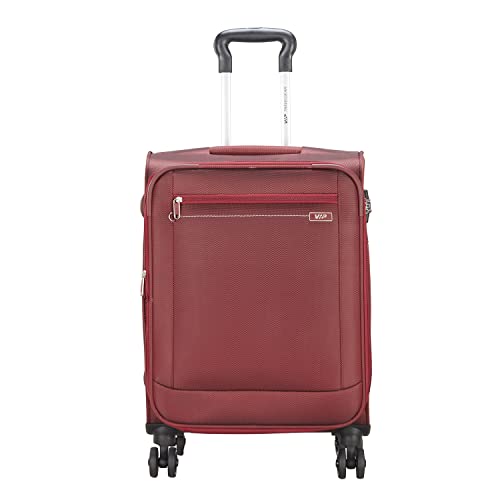 Image of VIP Polyester Solid Pattern Knight 8W Exp Trolley Bag With Spinner Wheels (H) 55 Red Soft (Red, Small)