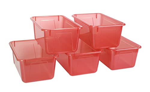 Image of Storex Small Cubby Bin, 12.2 x 7.8 x 5.1 Inches, Candy Red, 5-Pack (62475U05C)