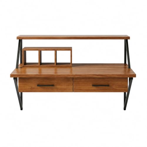 Image of Computer Study Table for Home & Office | Writing Desk with Storage Shelves | Laptop Table | Office Workstation | Wooden Study Desk | Modern Industrial Computer Table | Engineered Wood & Metal Frame